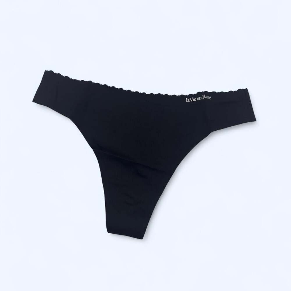 La Vie en Rose Black Seamless Thong Underwear